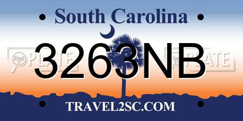 3263NB South Carolina License Plate