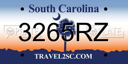 3265RZ South Carolina License Plate