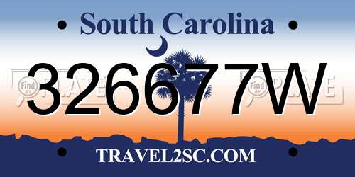326677W South Carolina License Plate