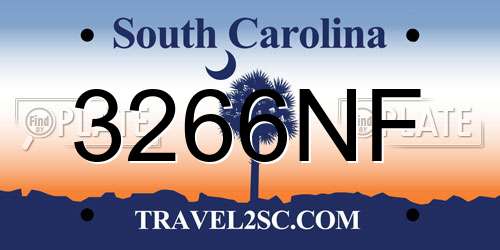 3266NF South Carolina License Plate