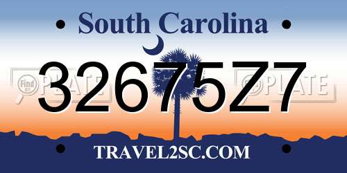 32675Z7 South Carolina License Plate