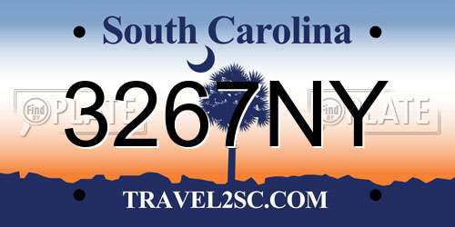 3267NY South Carolina License Plate