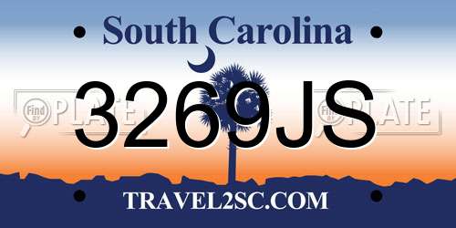 3269JS South Carolina License Plate