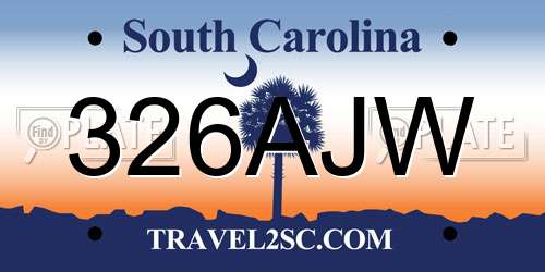 326AJW South Carolina License Plate