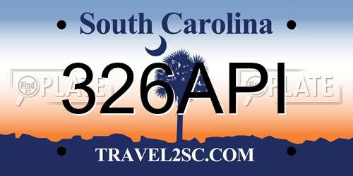 326API South Carolina License Plate