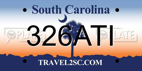 326ATI South Carolina License Plate