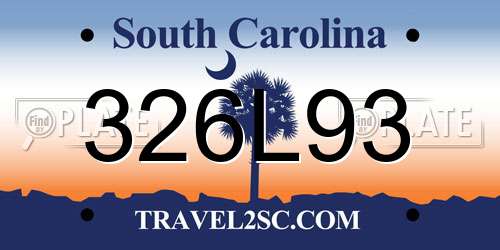 326L93 South Carolina License Plate