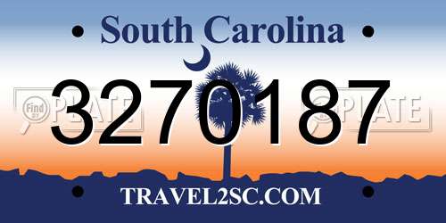 3270187 South Carolina License Plate