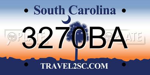 3270BA South Carolina License Plate