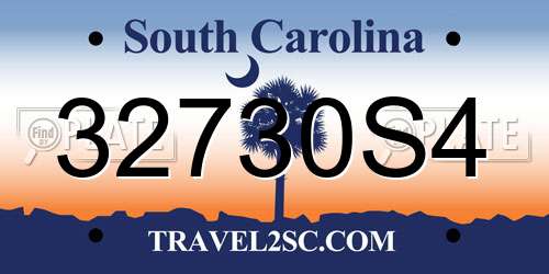 32730S4 South Carolina License Plate
