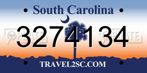 3274134 South Carolina License Plate