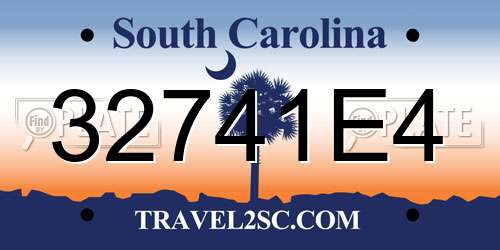 32741E4 South Carolina License Plate