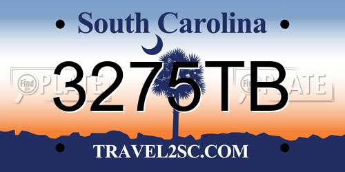 3275TB South Carolina License Plate