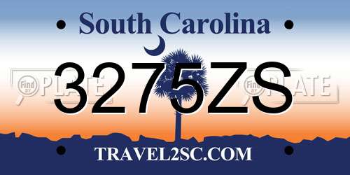 3275ZS South Carolina License Plate