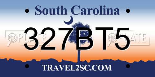 327BT5 South Carolina License Plate