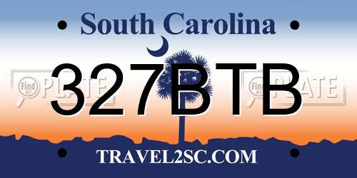 327BTB South Carolina License Plate