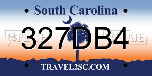 327DB4 South Carolina License Plate