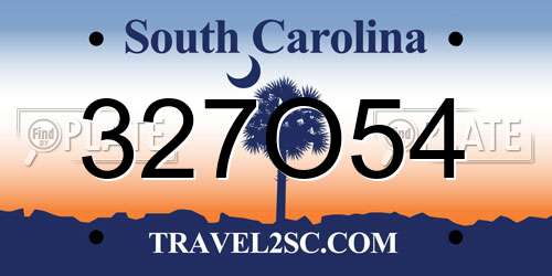 327O54 South Carolina License Plate
