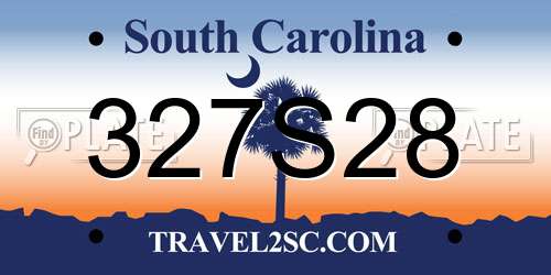 327S28 South Carolina License Plate