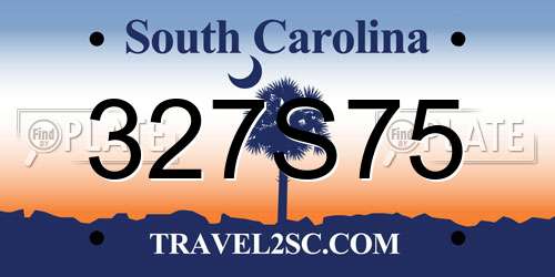 327S75 South Carolina License Plate
