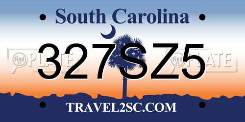 327SZ5 South Carolina License Plate