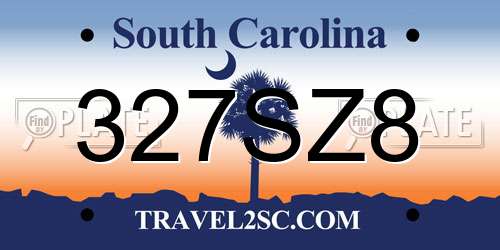327SZ8 South Carolina License Plate