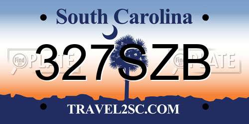 327SZB South Carolina License Plate
