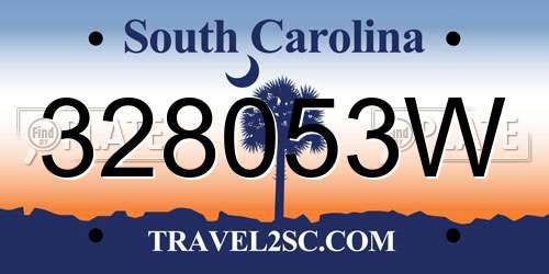 328053W South Carolina License Plate