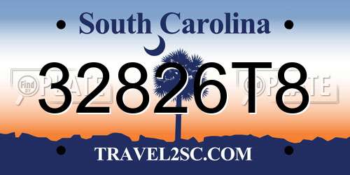 32826T8 South Carolina License Plate
