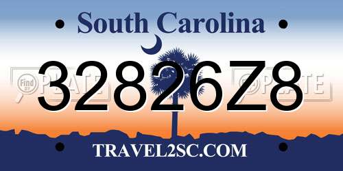 32826Z8 South Carolina License Plate