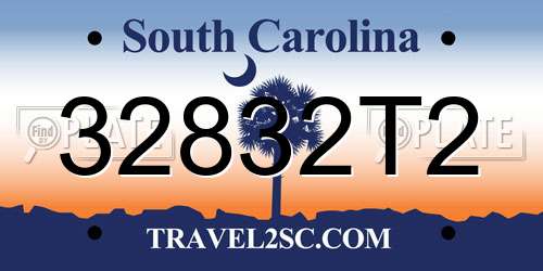 32832T2 South Carolina License Plate