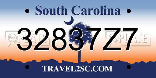 32837Z7 South Carolina License Plate