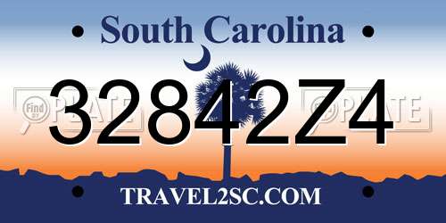 32842Z4 South Carolina License Plate