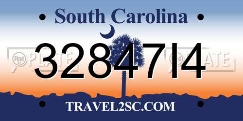 32847I4 South Carolina License Plate