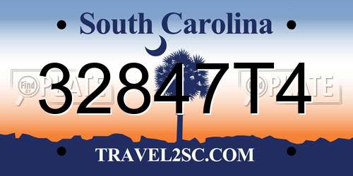 32847T4 South Carolina License Plate