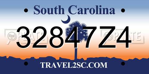32847Z4 South Carolina License Plate