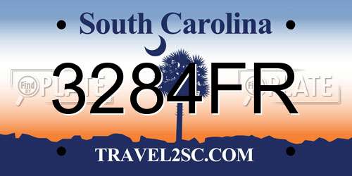 3284FR South Carolina License Plate