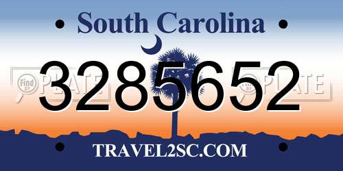3285652 South Carolina License Plate