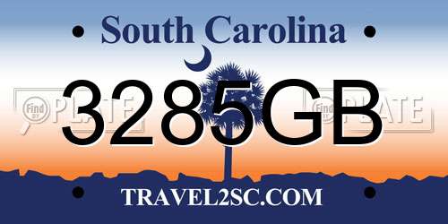 3285GB South Carolina License Plate