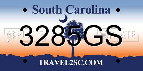 3285GS South Carolina License Plate