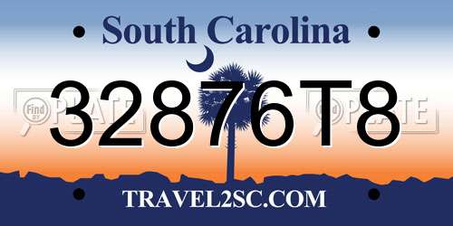 32876T8 South Carolina License Plate