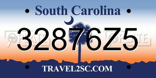 32876Z5 South Carolina License Plate