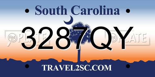 3287QY South Carolina License Plate