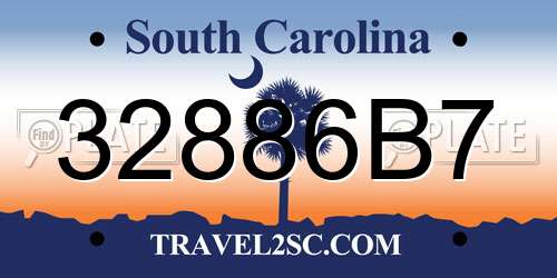 32886B7 South Carolina License Plate