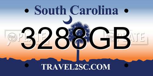 3288GB South Carolina License Plate