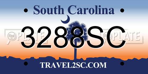 3288SC South Carolina License Plate
