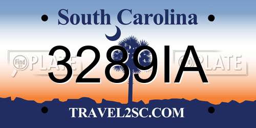 3289IA South Carolina License Plate