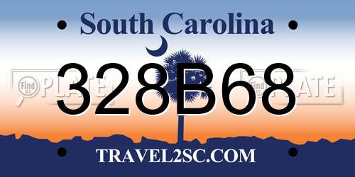 328B68 South Carolina License Plate
