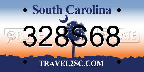 328S68 South Carolina License Plate