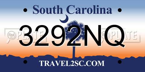 3292NQ South Carolina License Plate